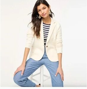 J.Crew Schoolboy white knit sweater jacket business casual minimalist blazer